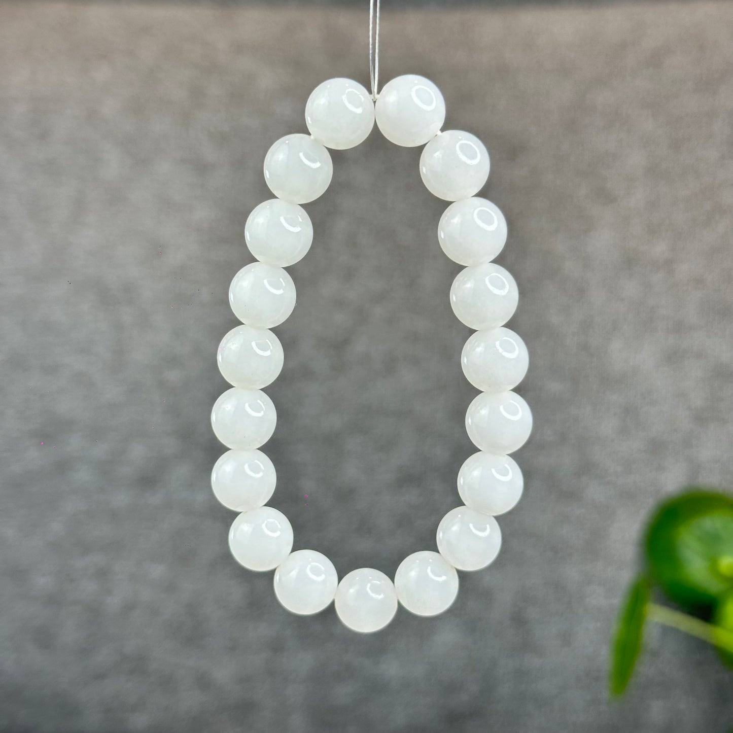 Natural White Hetian Nephrite Jade Bracelet Size 10 mm