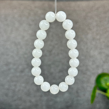 Natural White Hetian Nephrite Jade Bracelet Size 10 mm