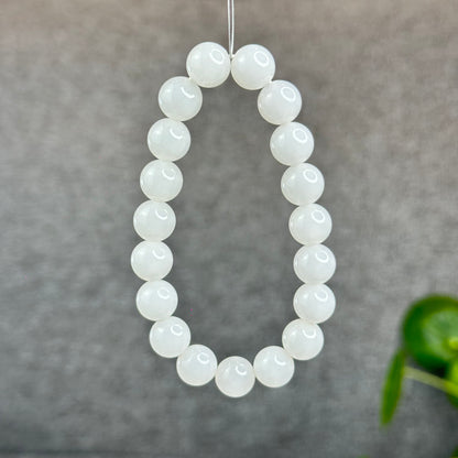 Natural White Hetian Nephrite Jade Bracelet Size 10 mm