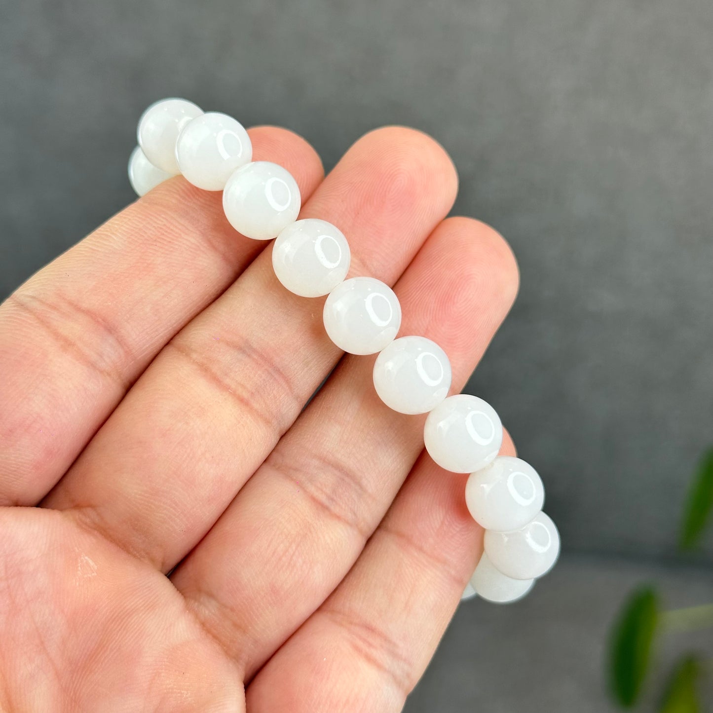 Natural White Hetian Nephrite Jade Bracelet Size 10 mm