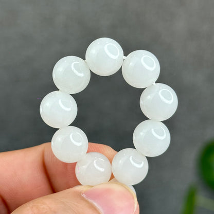 Natural White Hetian Nephrite Jade Bracelet Size 10 mm