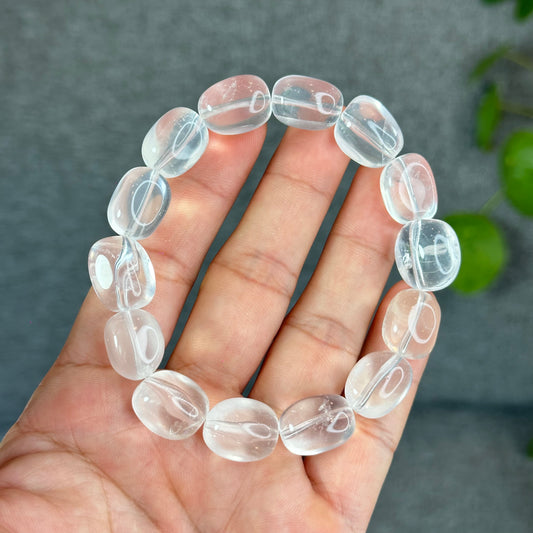Natural Clear Quartz Free Form Lu Thong Bracelet