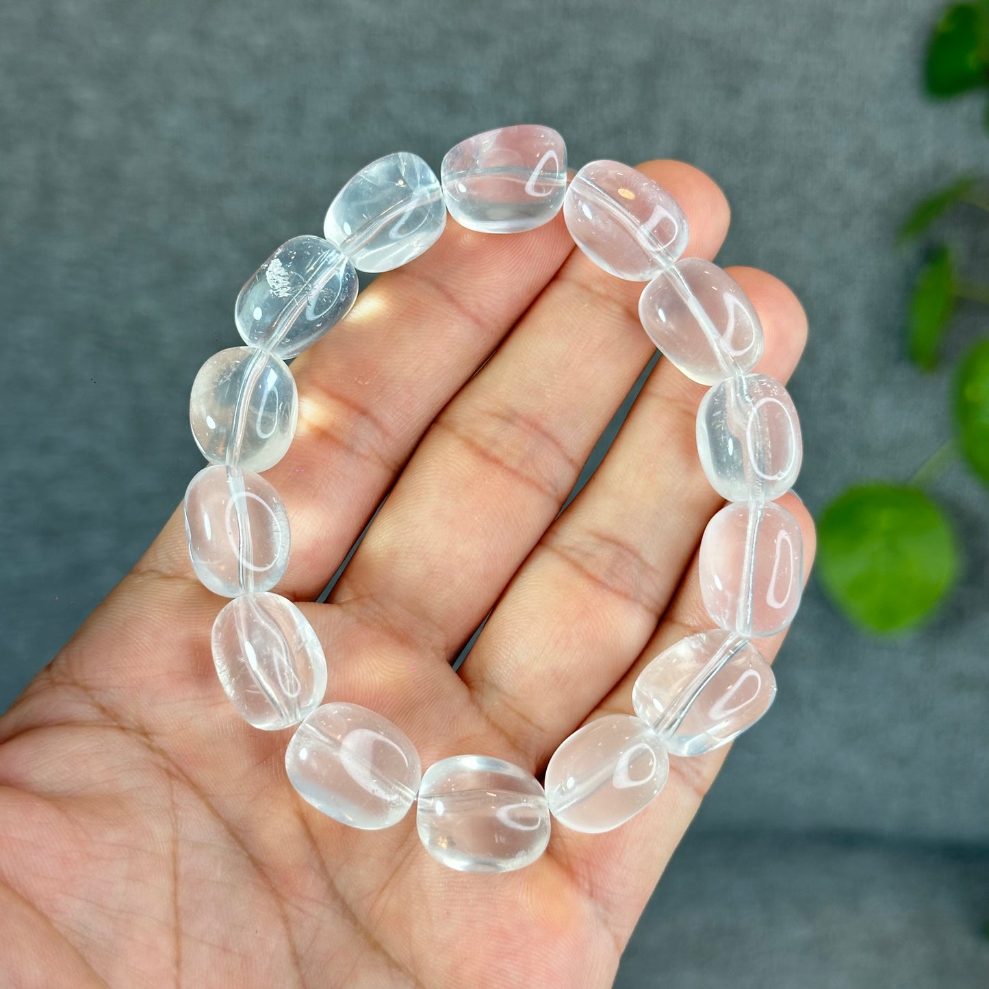 Natural Clear Quartz Free Form Lu Thong Bracelet