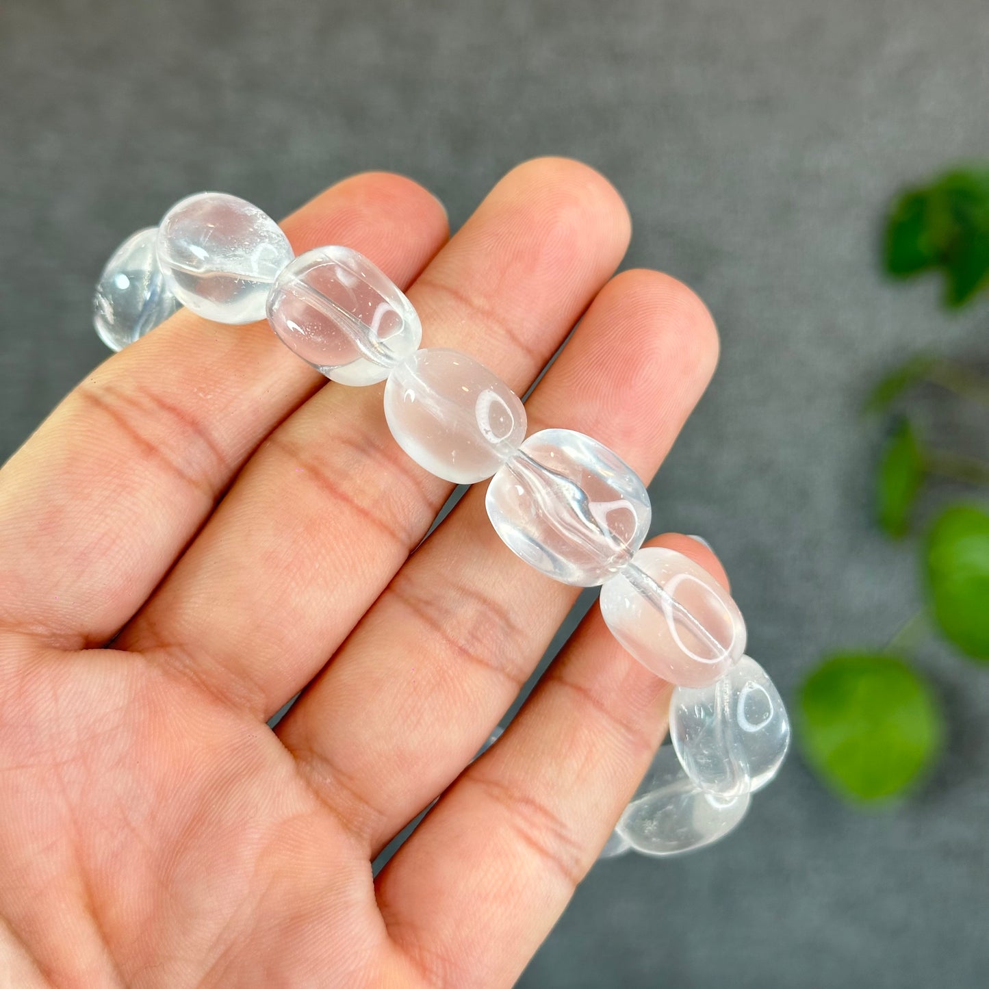 Natural Clear Quartz Free Form Lu Thong Bracelet