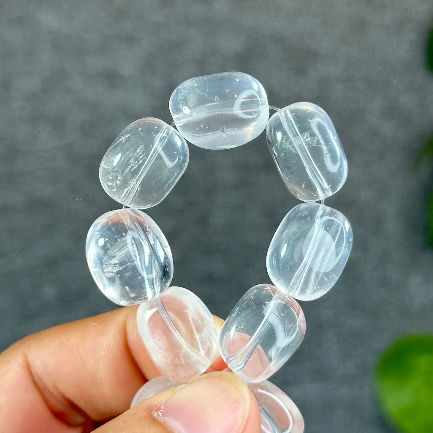 Natural Clear Quartz Free Form Lu Thong Bracelet