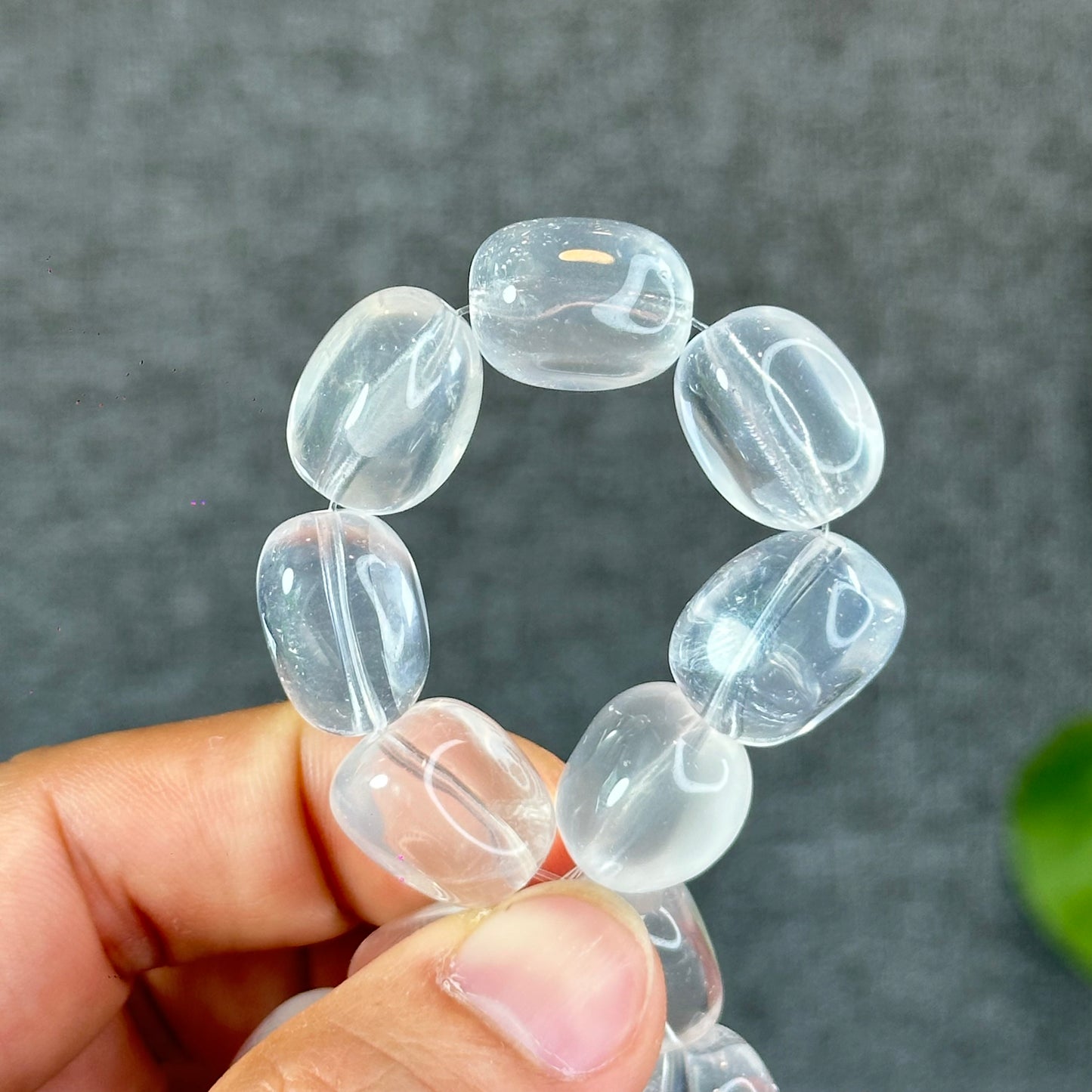 Natural Clear Quartz Free Form Lu Thong Bracelet