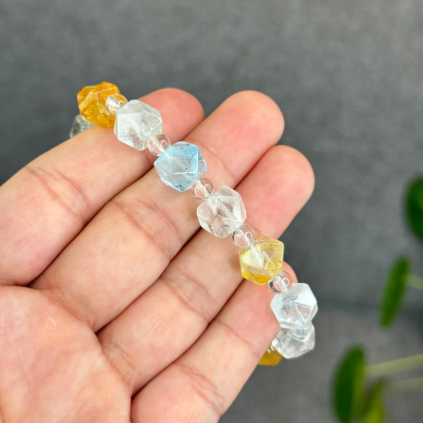 Natural Multi-Colour Topaz Mix Bead Faceted Bracelet Size 9 mm and 5 mm
