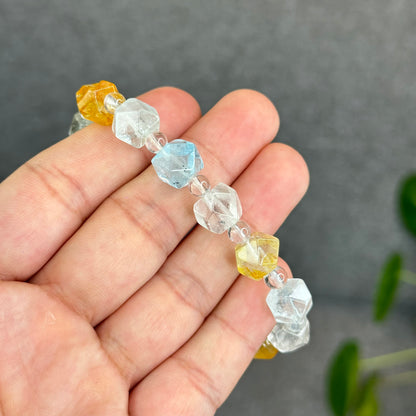 Natural Multi-Colour Topaz Mix Bead Faceted Bracelet Size 9 mm and 5 mm