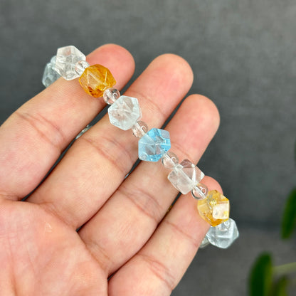 Natural Multi-Colour Topaz Mix Bead Faceted Bracelet Size 9 mm and 5 mm