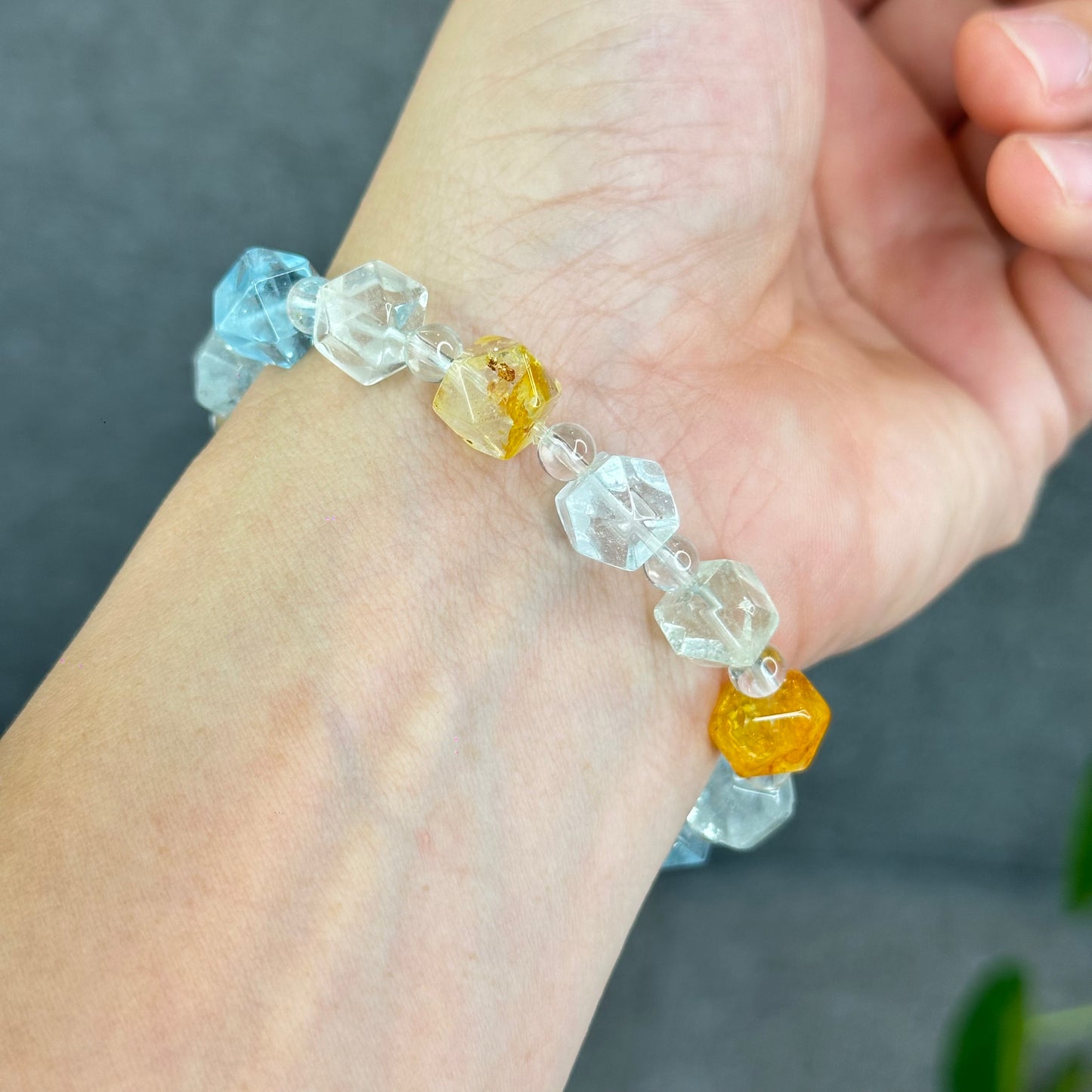 Natural Multi-Colour Topaz Mix Bead Faceted Bracelet Size 9 mm and 5 mm