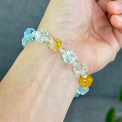 Natural Multi-Colour Topaz Mix Bead Faceted Bracelet Size 9 mm and 5 mm
