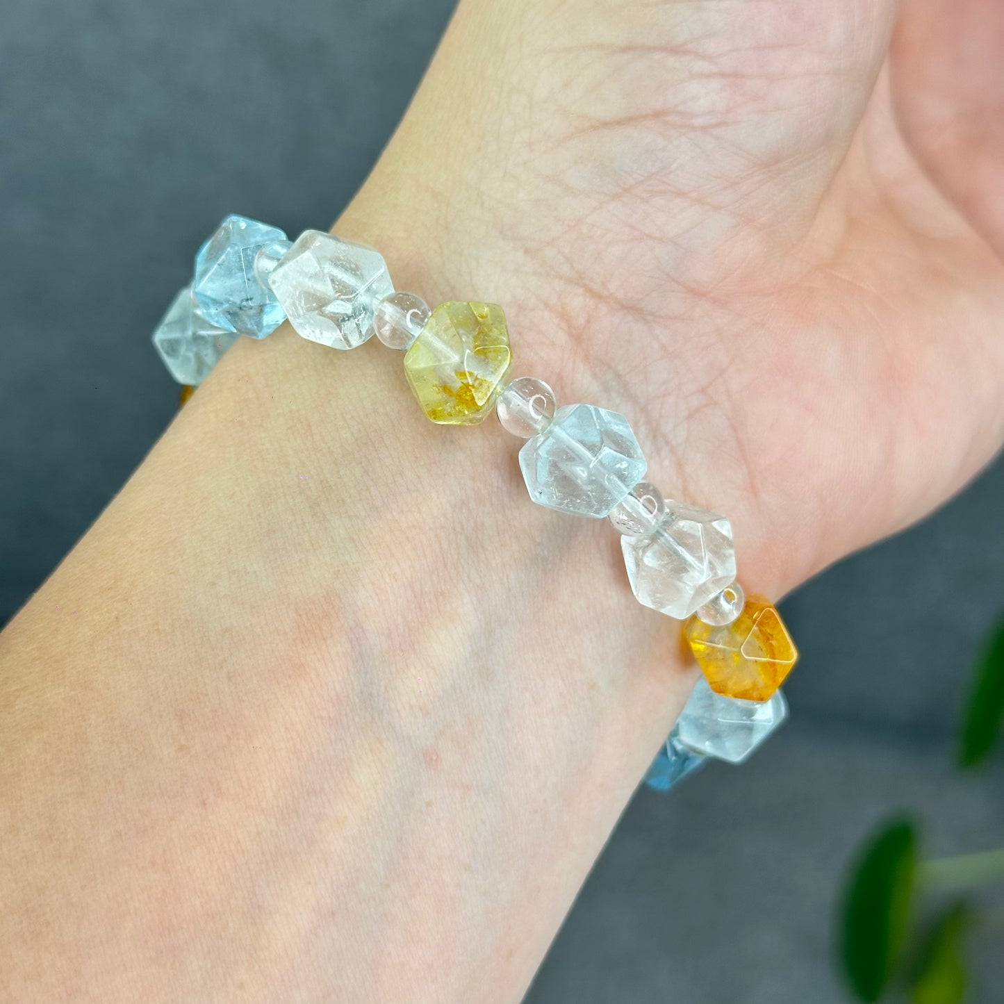 Natural Multi-Colour Topaz Mix Bead Faceted Bracelet Size 9 mm and 5 mm