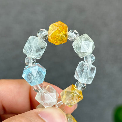 Natural Multi-Colour Topaz Mix Bead Faceted Bracelet Size 9 mm and 5 mm