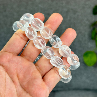 Natural Clear Quartz Free Form Lu Thong Bracelet