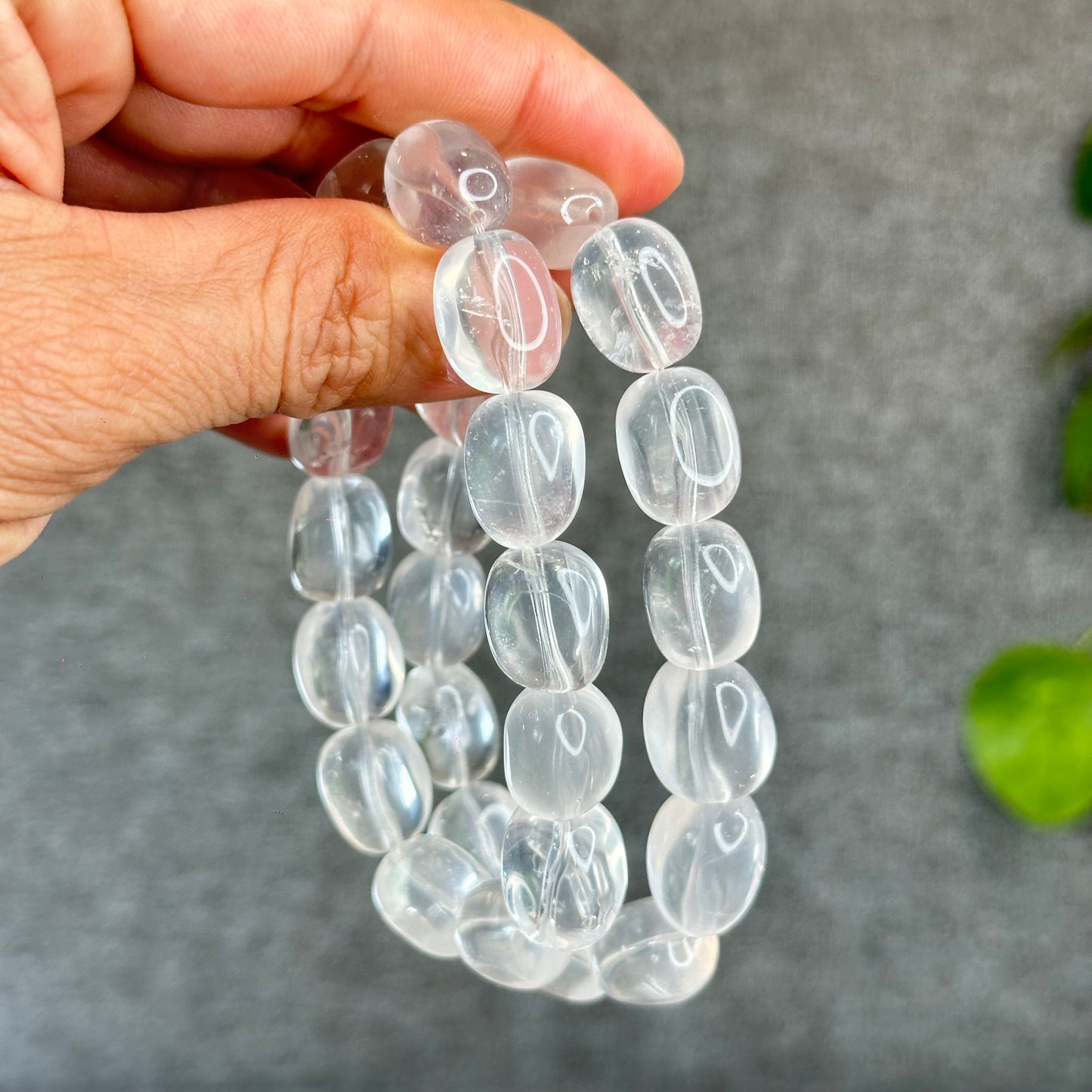 Natural Clear Quartz Free Form Lu Thong Bracelet