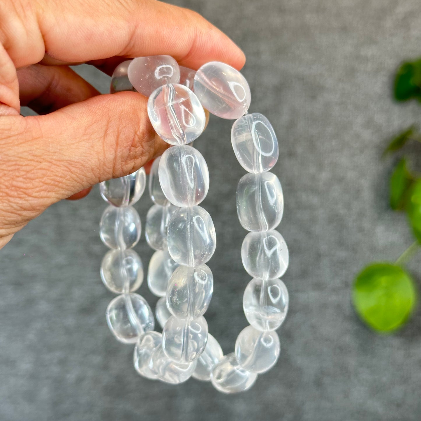 Natural Clear Quartz Free Form Lu Thong Bracelet