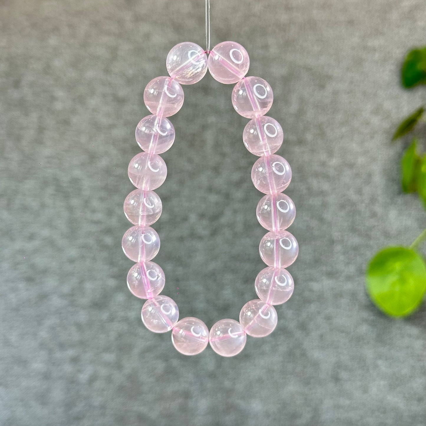 Natural Translucent Pastel Rose Quartz Bracelet Size  Size 12 mm