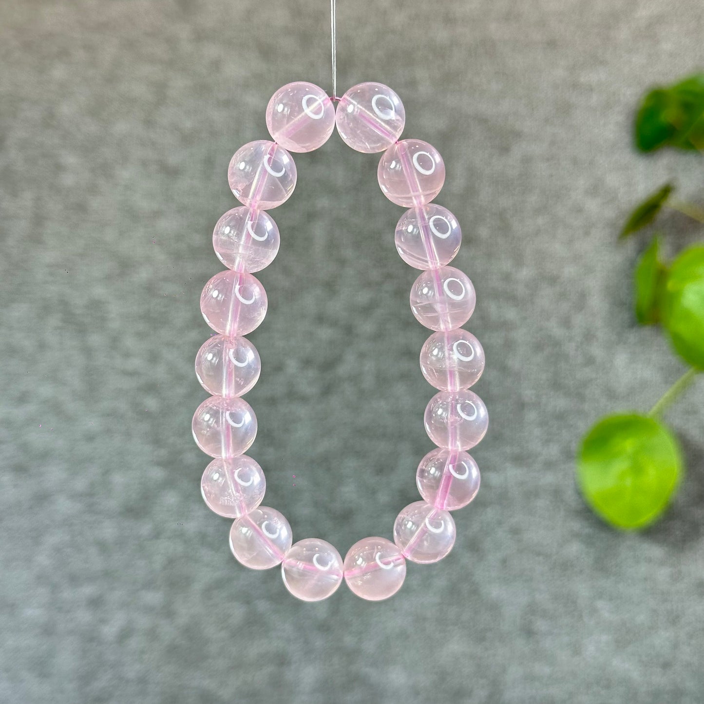 Natural Translucent Pastel Rose Quartz Bracelet Size  Size 12 mm