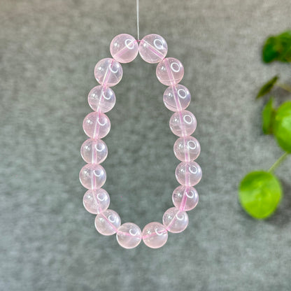 Natural Translucent Pastel Rose Quartz Bracelet Size  Size 12 mm