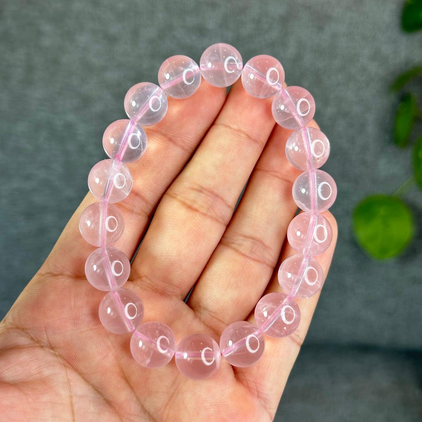 Natural Translucent Pastel Rose Quartz Bracelet Size  Size 12 mm