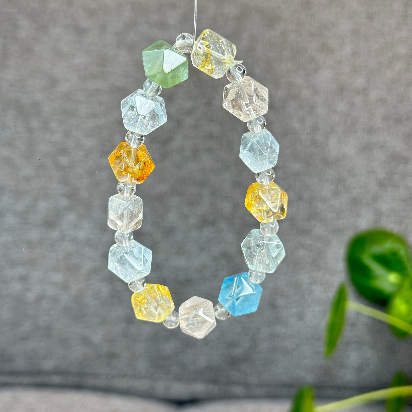 Natural Multi-Colour Topaz Mix Bead Faceted Bracelet Size 10.3 mm and 5 mm