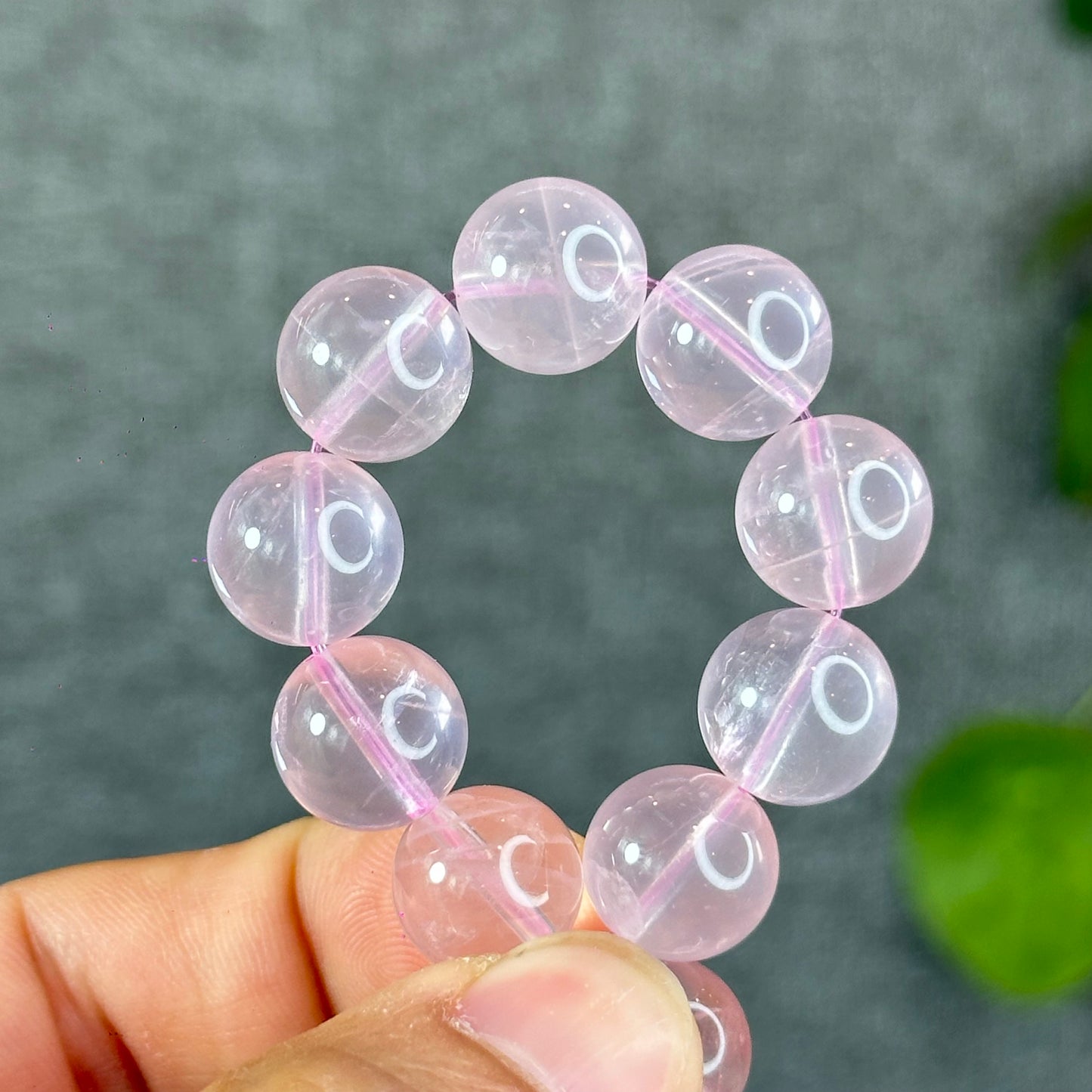 Natural Translucent Pastel Rose Quartz Bracelet Size  Size 12 mm
