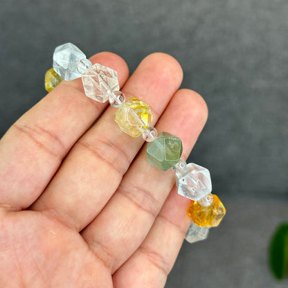 Natural Multi-Colour Topaz Mix Bead Faceted Bracelet Size 10.3 mm and 5 mm