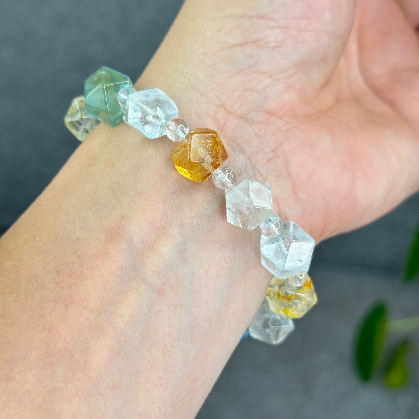 Natural Multi-Colour Topaz Mix Bead Faceted Bracelet Size 10.3 mm and 5 mm