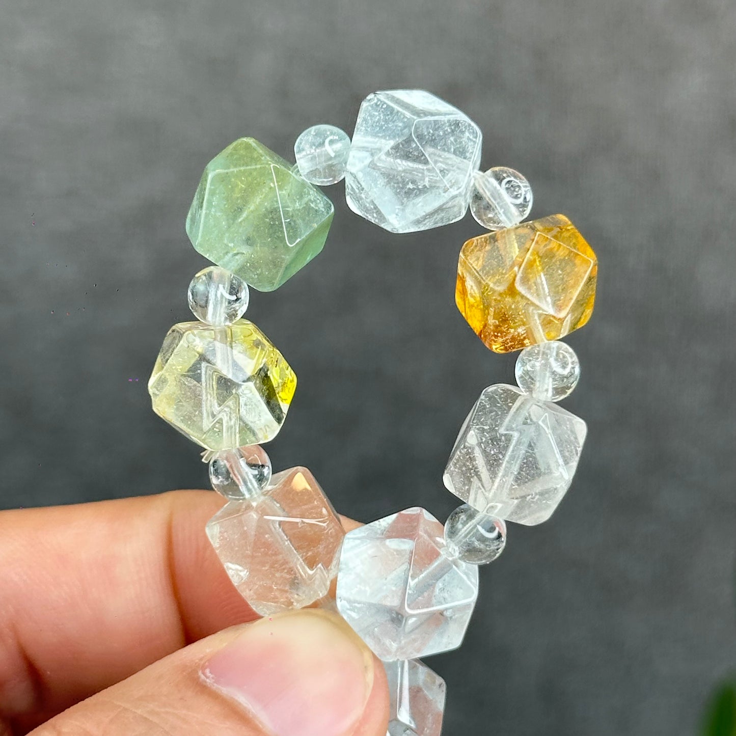 Natural Multi-Colour Topaz Mix Bead Faceted Bracelet Size 10.3 mm and 5 mm