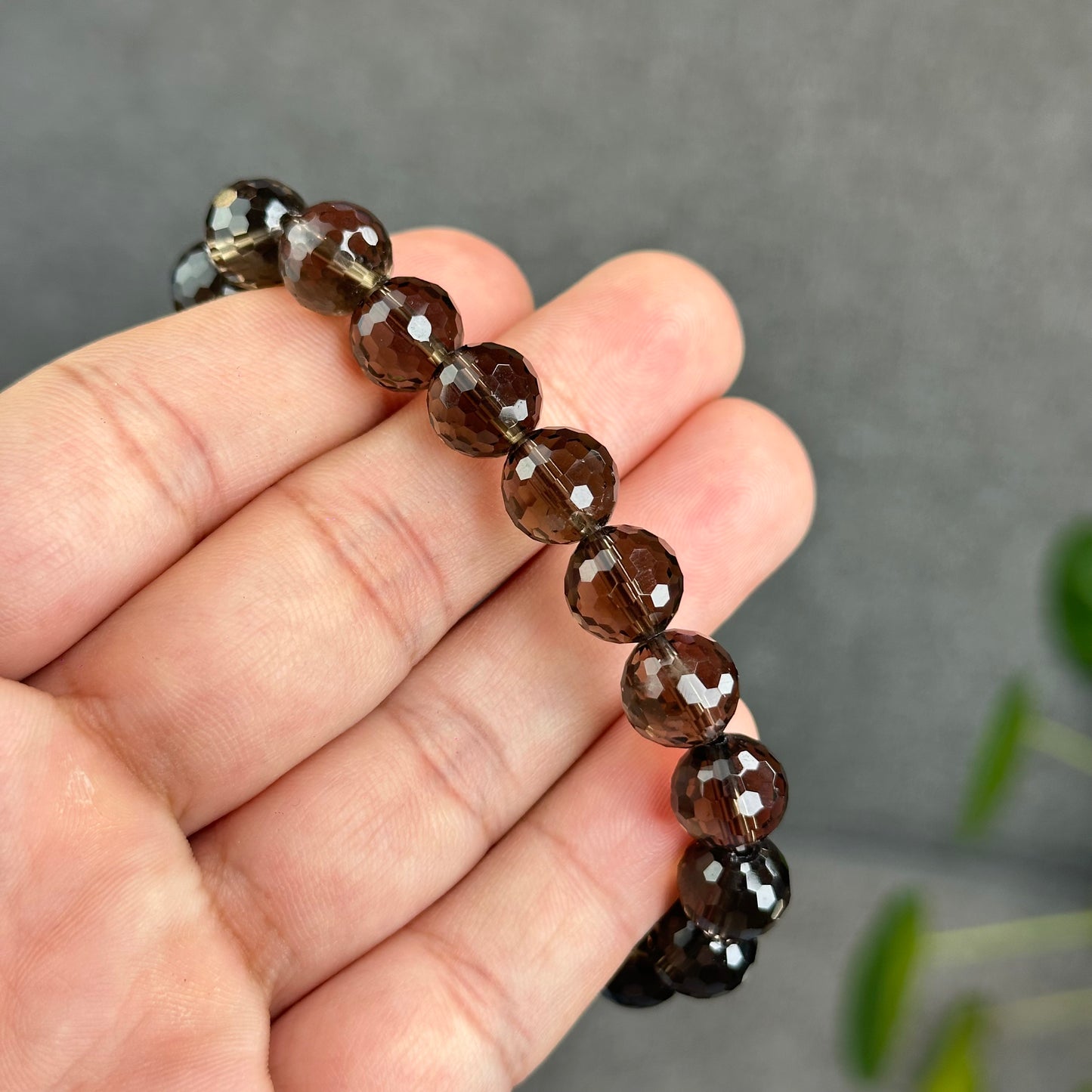 Natural Smokey Quartz Faceted Bracelet Size 9.5 mm