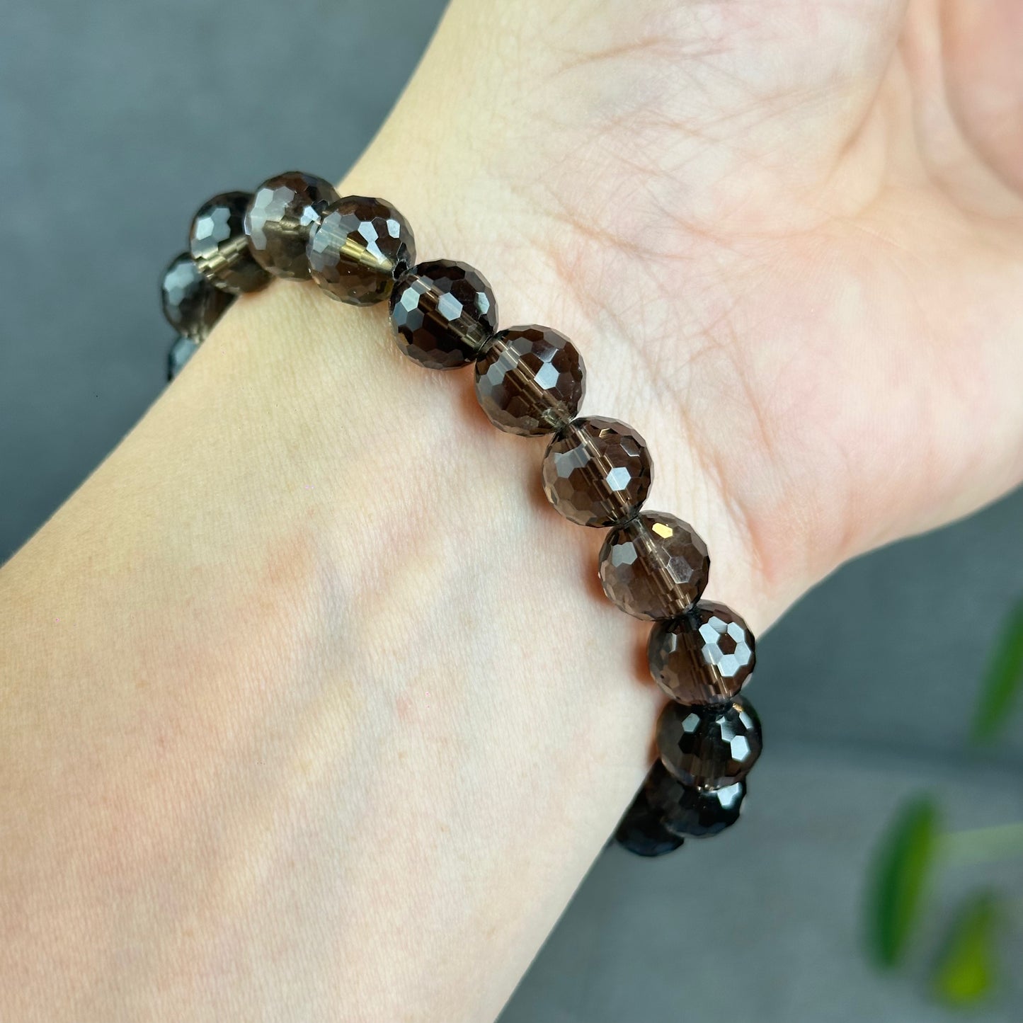 Natural Smokey Quartz Faceted Bracelet Size 9.5 mm