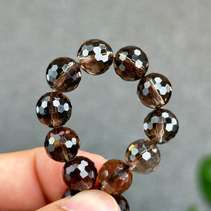 Natural Smokey Quartz Faceted Bracelet Size 9.5 mm
