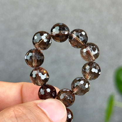 Natural Smokey Quartz Faceted Bracelet Size 9.5 mm