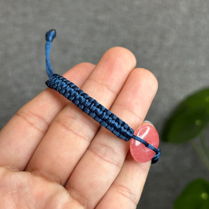 Dong Dieu Rhodochrosite Braided Bracelet Blue String