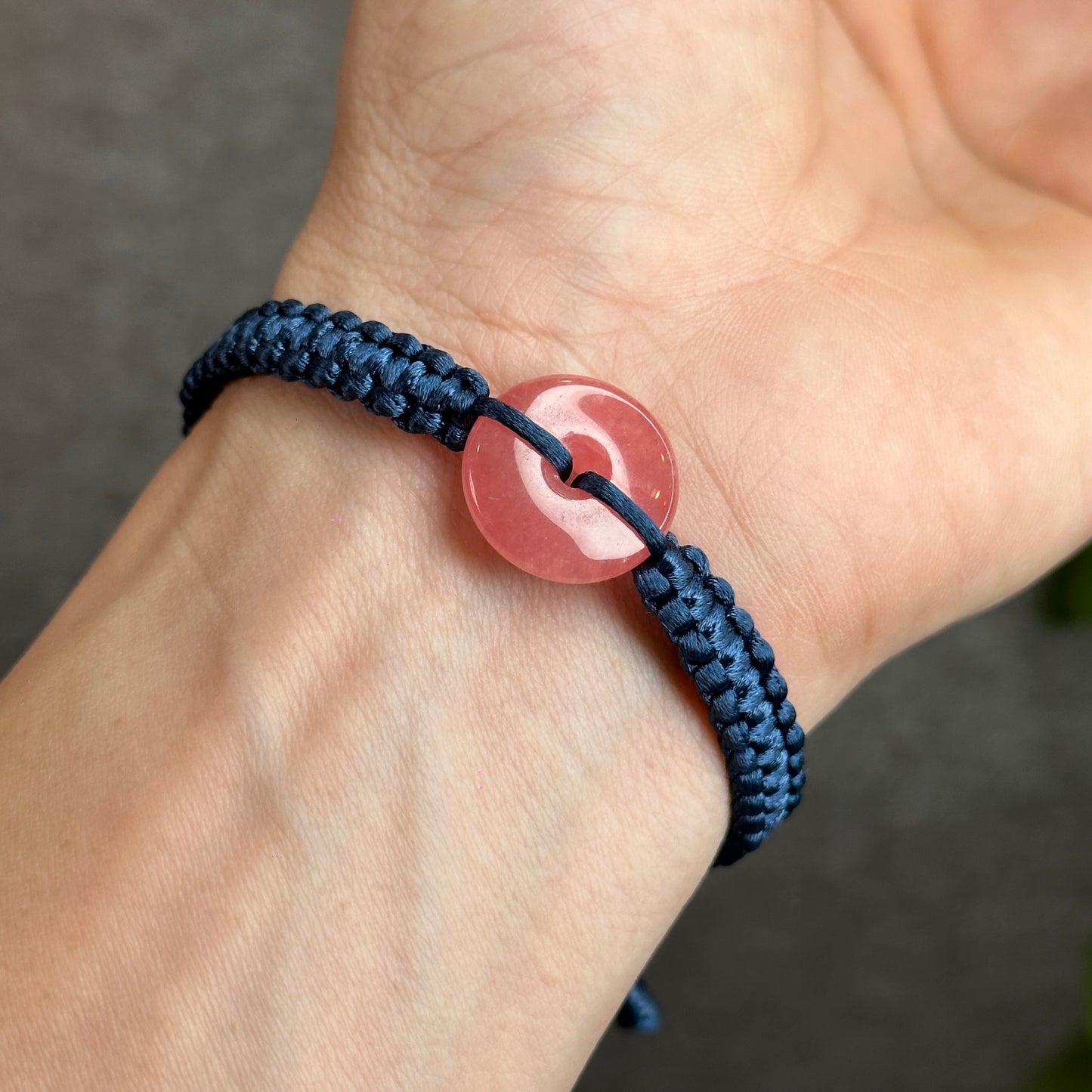 Dong Dieu Rhodochrosite Braided Bracelet Blue String