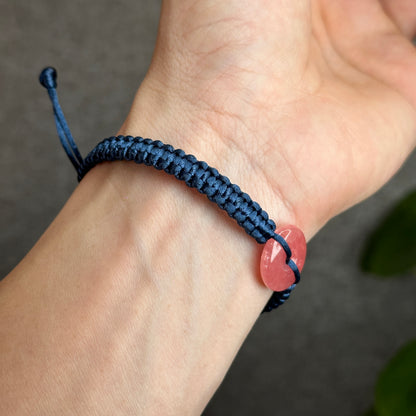 Dong Dieu Rhodochrosite Braided Bracelet Blue String