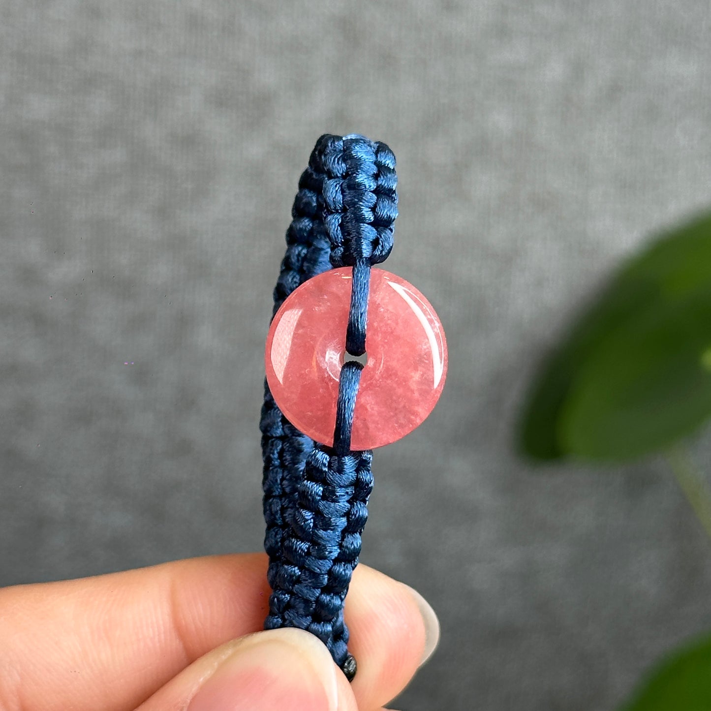 Dong Dieu Rhodochrosite Braided Bracelet Blue String