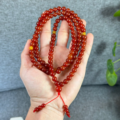 Natural Carnelian Red Agate Triple Wrap Bracelet Size 8 mm