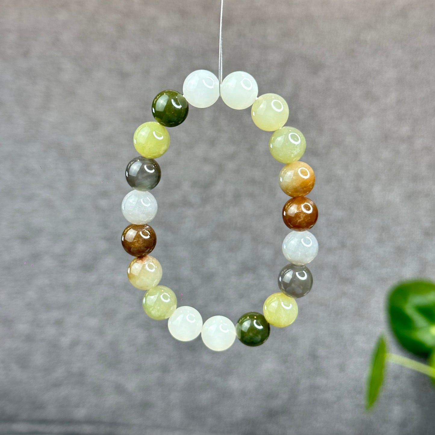 Natural Colourful Hetian Nephrite Jade Bracelet Size 10 mm