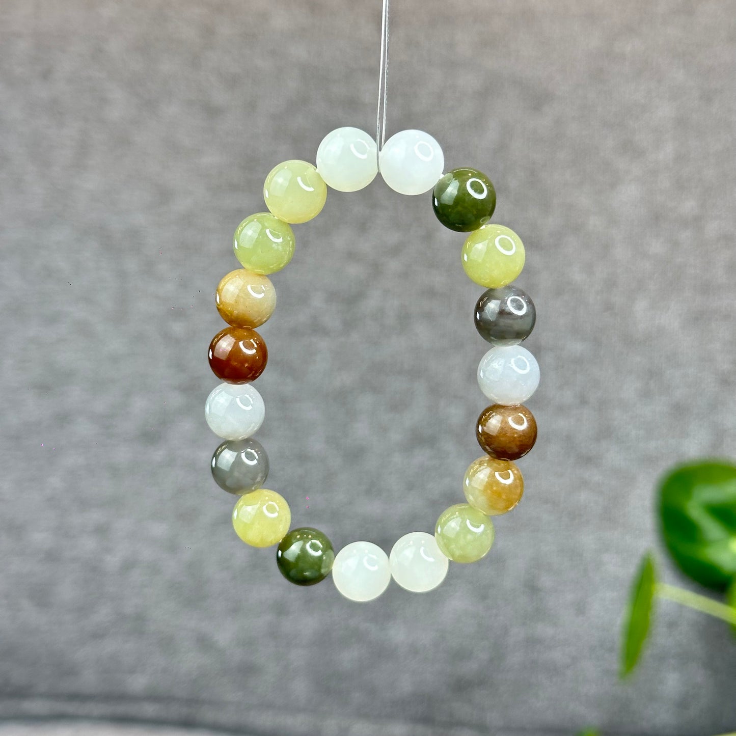 Natural Colourful Hetian Nephrite Jade Bracelet Size 10 mm