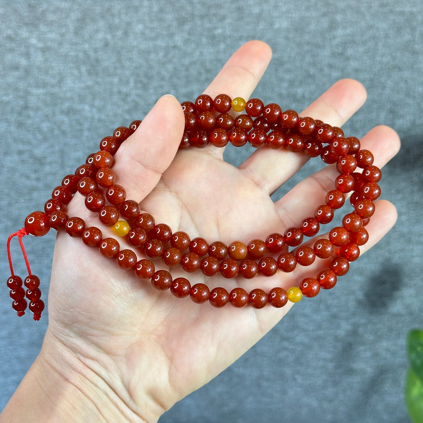 Natural Carnelian Red Agate Triple Wrap Bracelet Size 8 mm