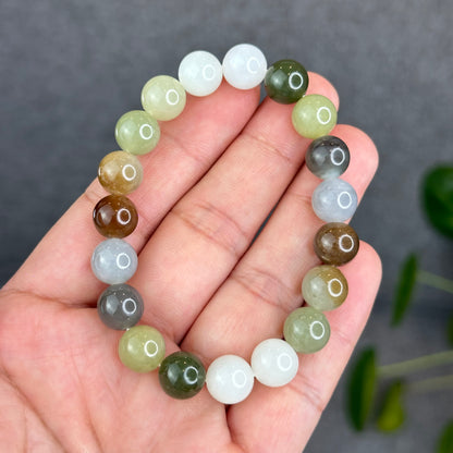 Natural Colourful Hetian Nephrite Jade Bracelet Size 10 mm