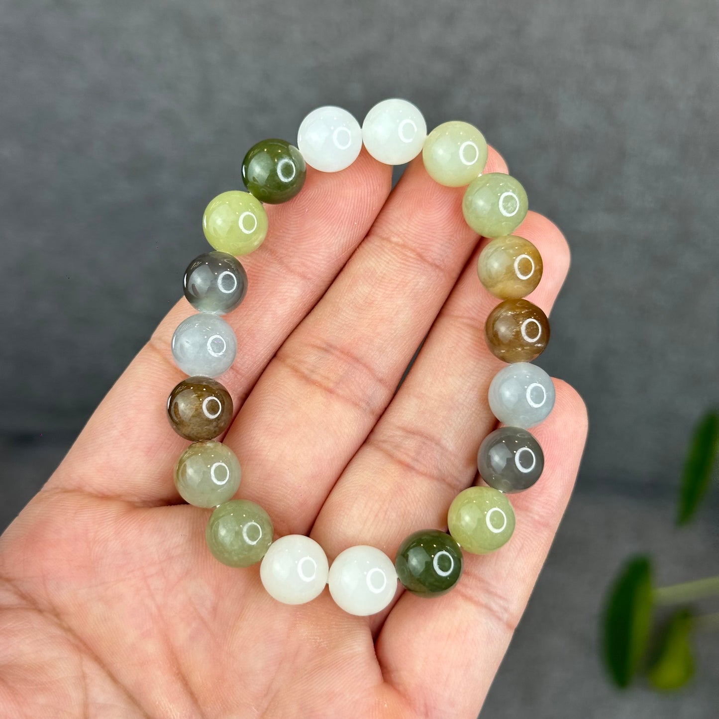 Natural Colourful Hetian Nephrite Jade Bracelet Size 10 mm