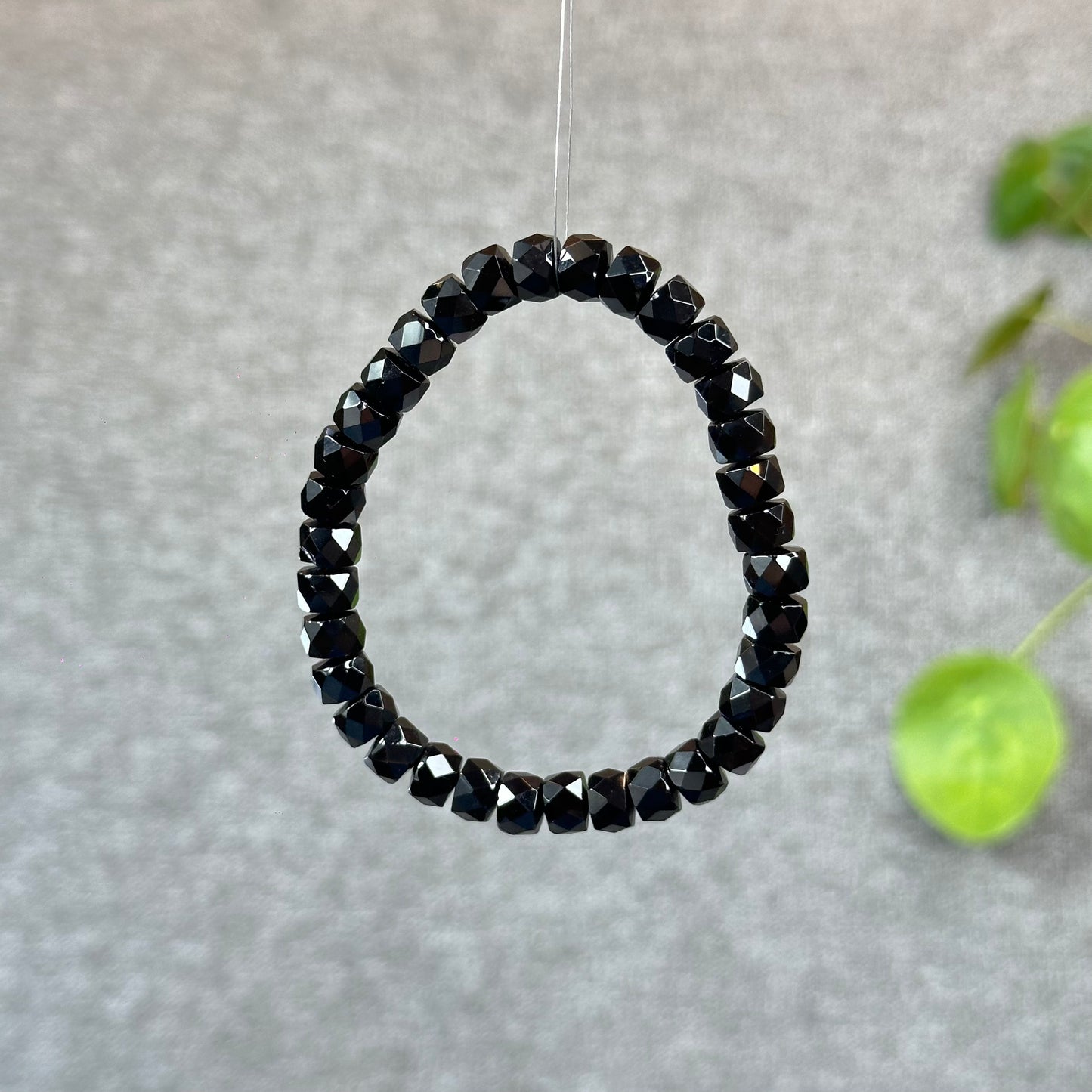Natural Black Tourmaline Faceted Chickle Bracelet Size 7.8 mm