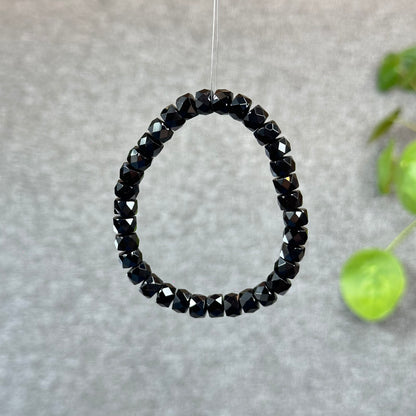 Natural Black Tourmaline Faceted Chickle Bracelet Size 7.8 mm