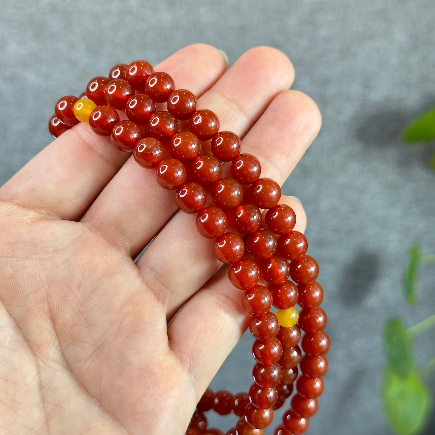 Natural Carnelian Red Agate Triple Wrap Bracelet Size 8 mm