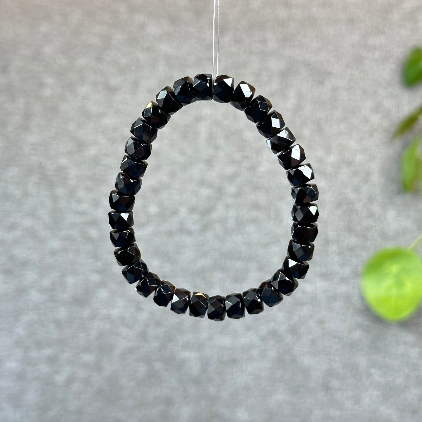 Natural Black Tourmaline Faceted Chickle Bracelet Size 7.8 mm