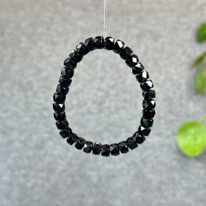 Natural Black Tourmaline Faceted Chickle Bracelet Size 7.8 mm