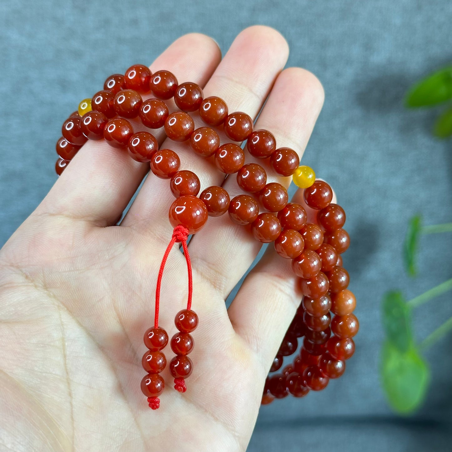 Natural Carnelian Red Agate Triple Wrap Bracelet Size 8 mm