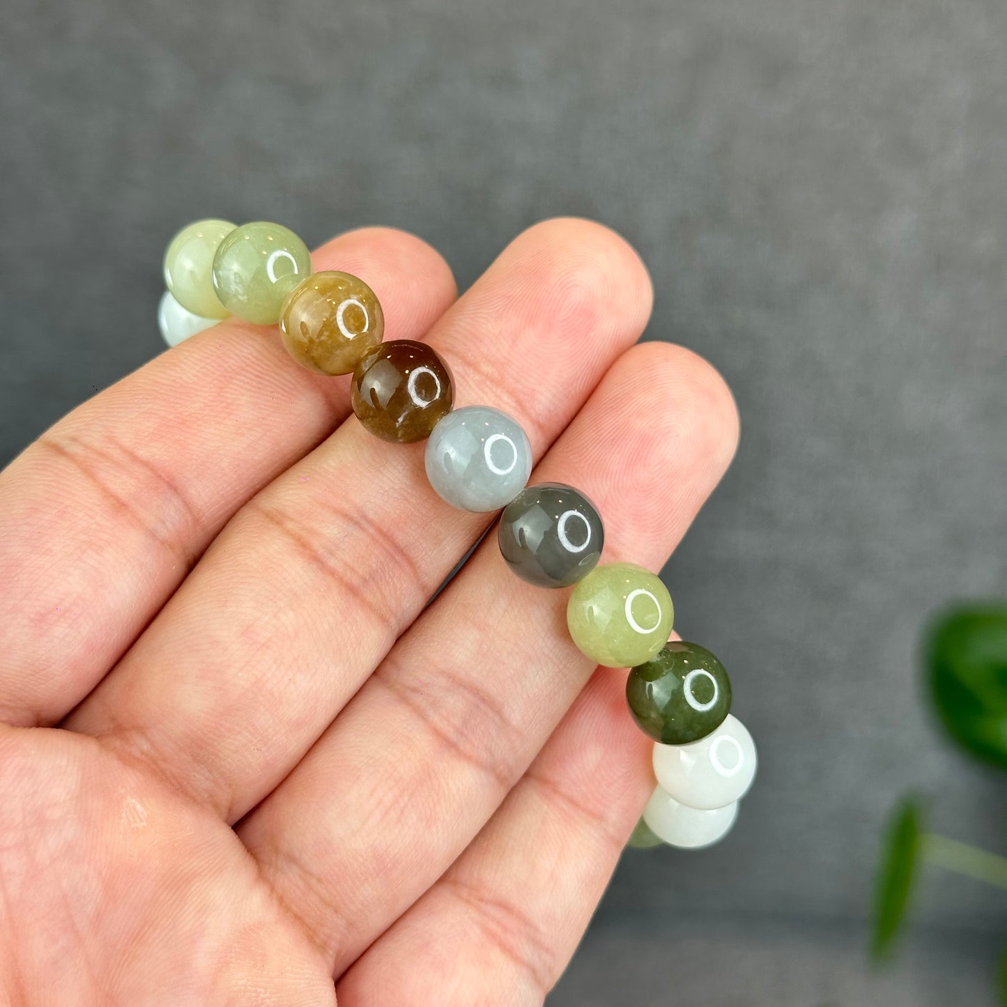 Natural Colourful Hetian Nephrite Jade Bracelet Size 10 mm